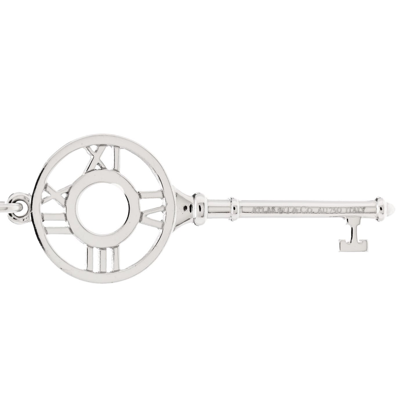 18K White Gold Diamond Atlas Key Pendant Necklace
