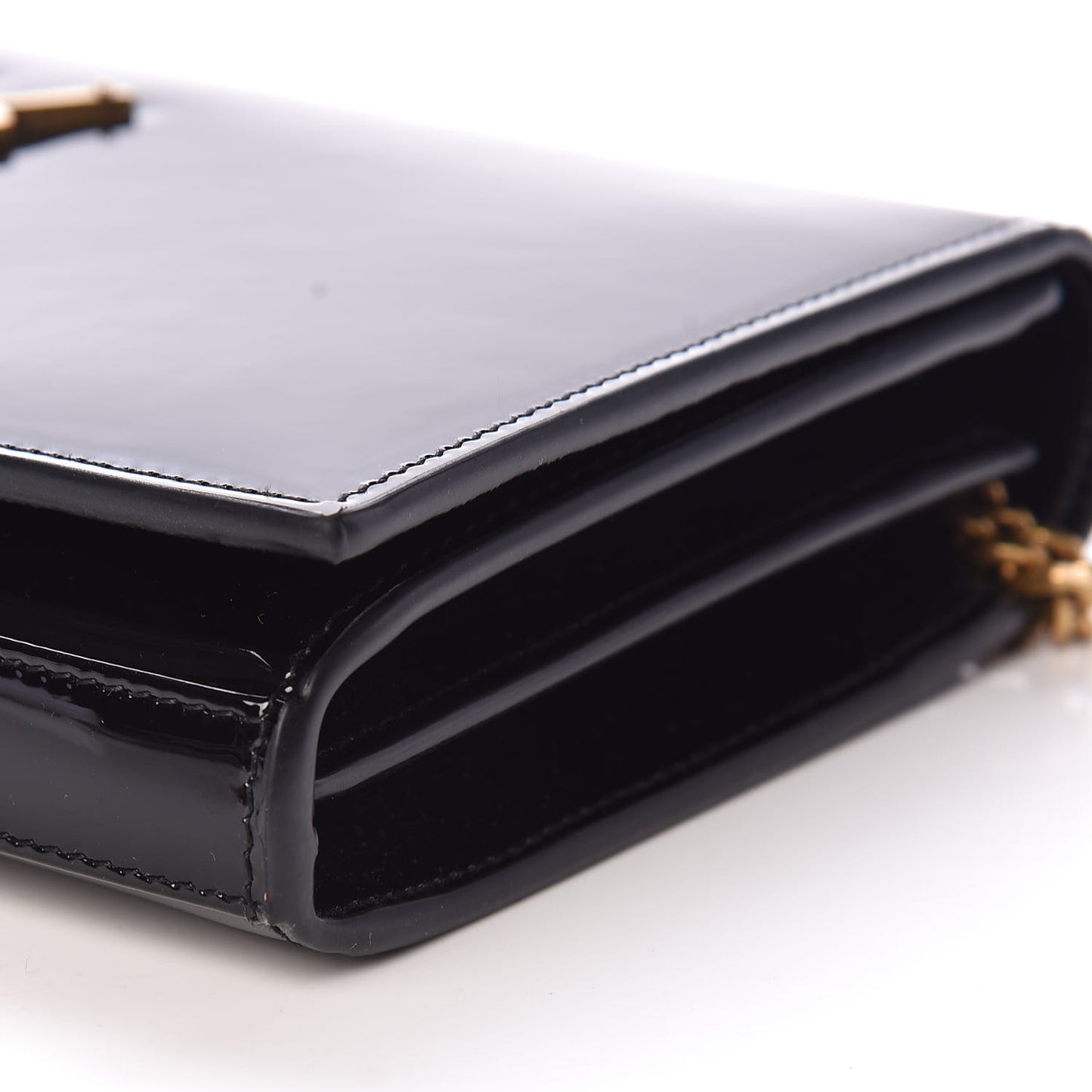 Patent Calfskin Monogram Kate Wallet On Chain Black