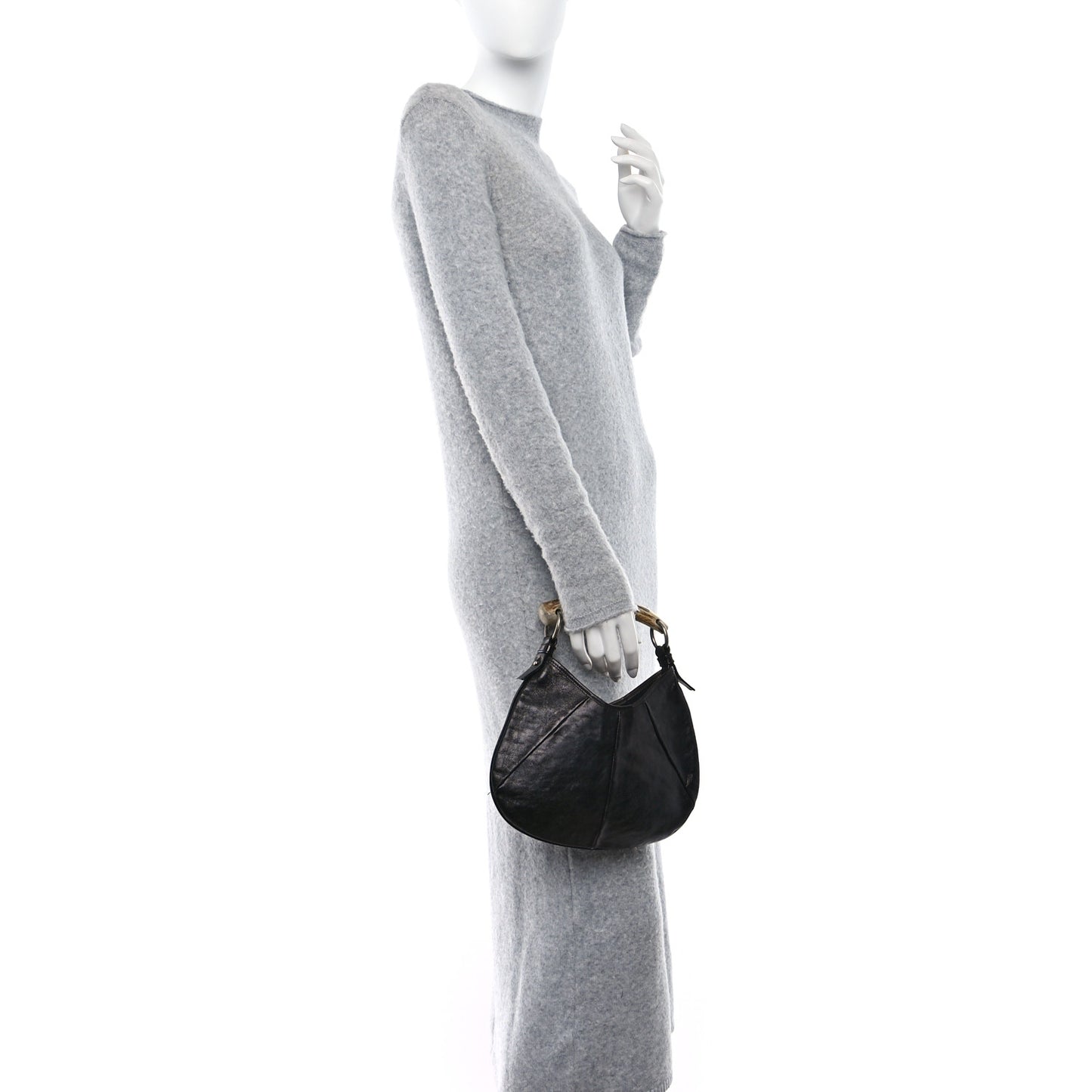 Buffalo Horn Medium Mombasa Hobo Black