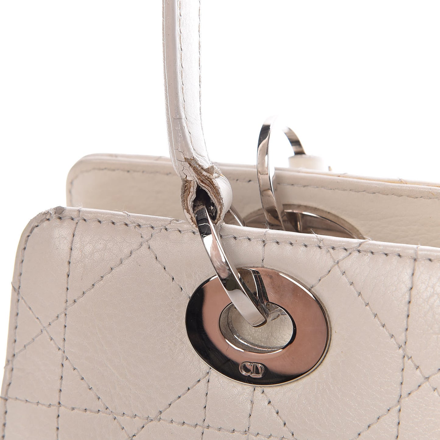 Calfskin Cannage Stitched East West Lady Dior White