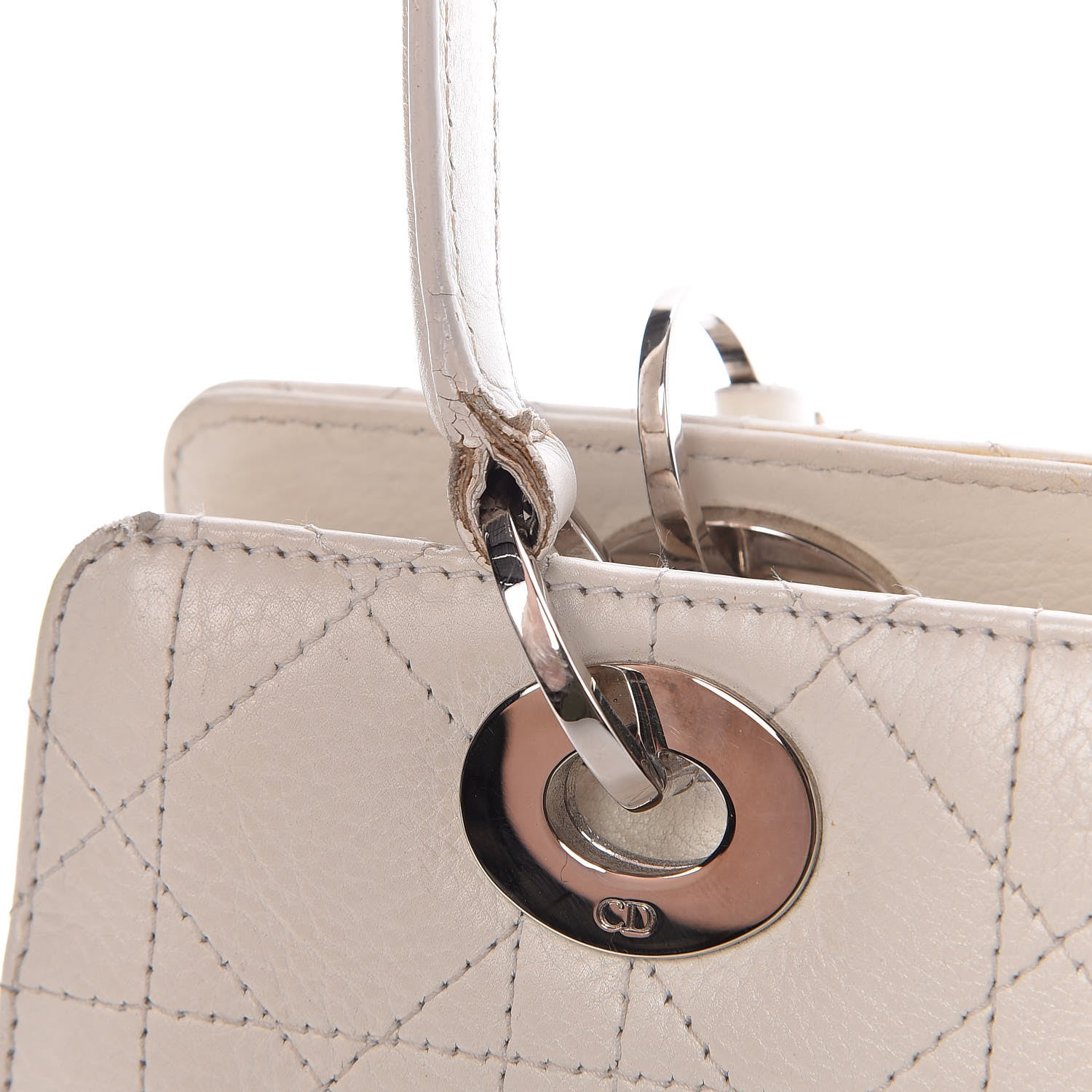 Christian Dior Calfskin Cannage Stitched East West Lady Dior White 23 of 29