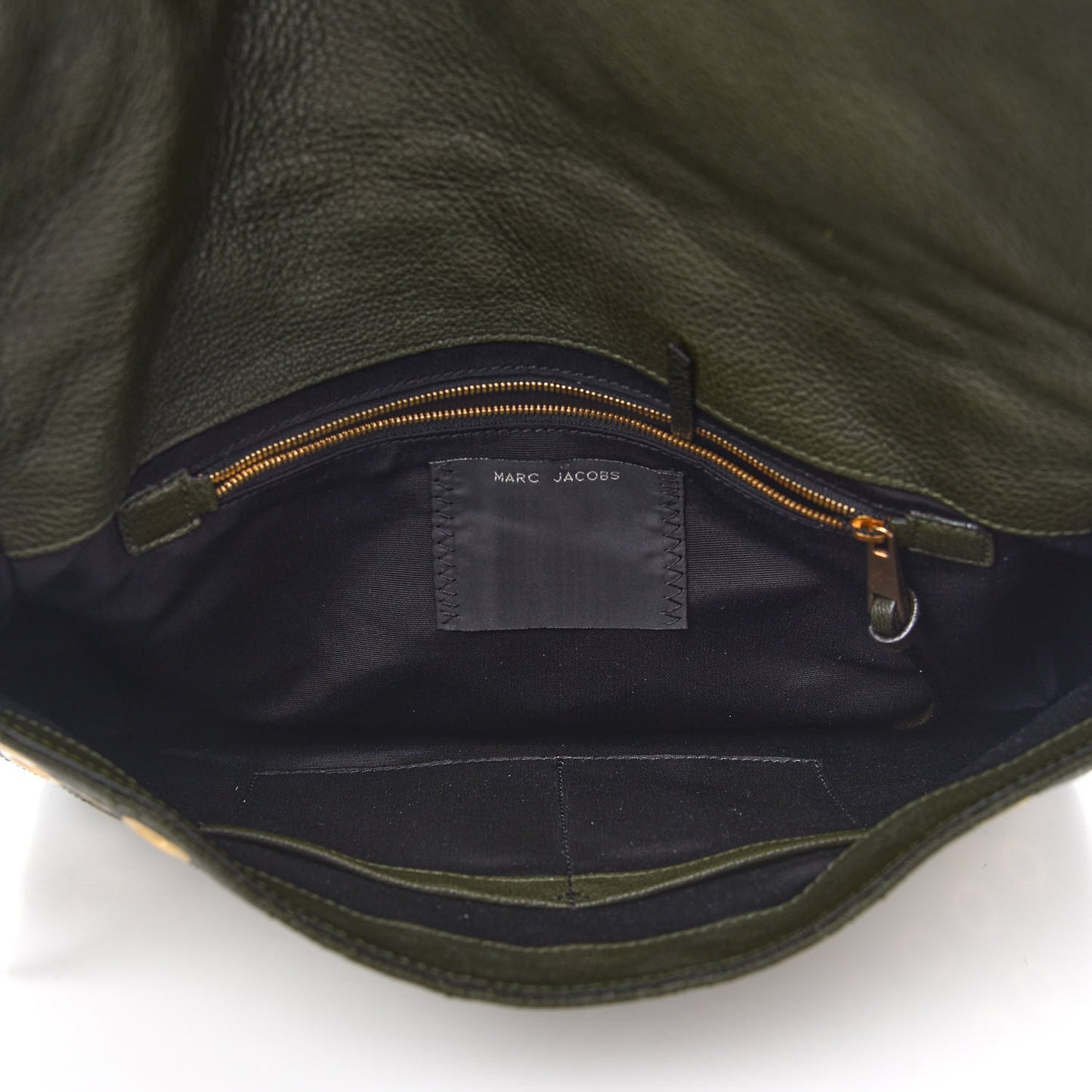 Goatskin Quilted Grommet Gotham Eyelet Shoulder Bag Bottle Green