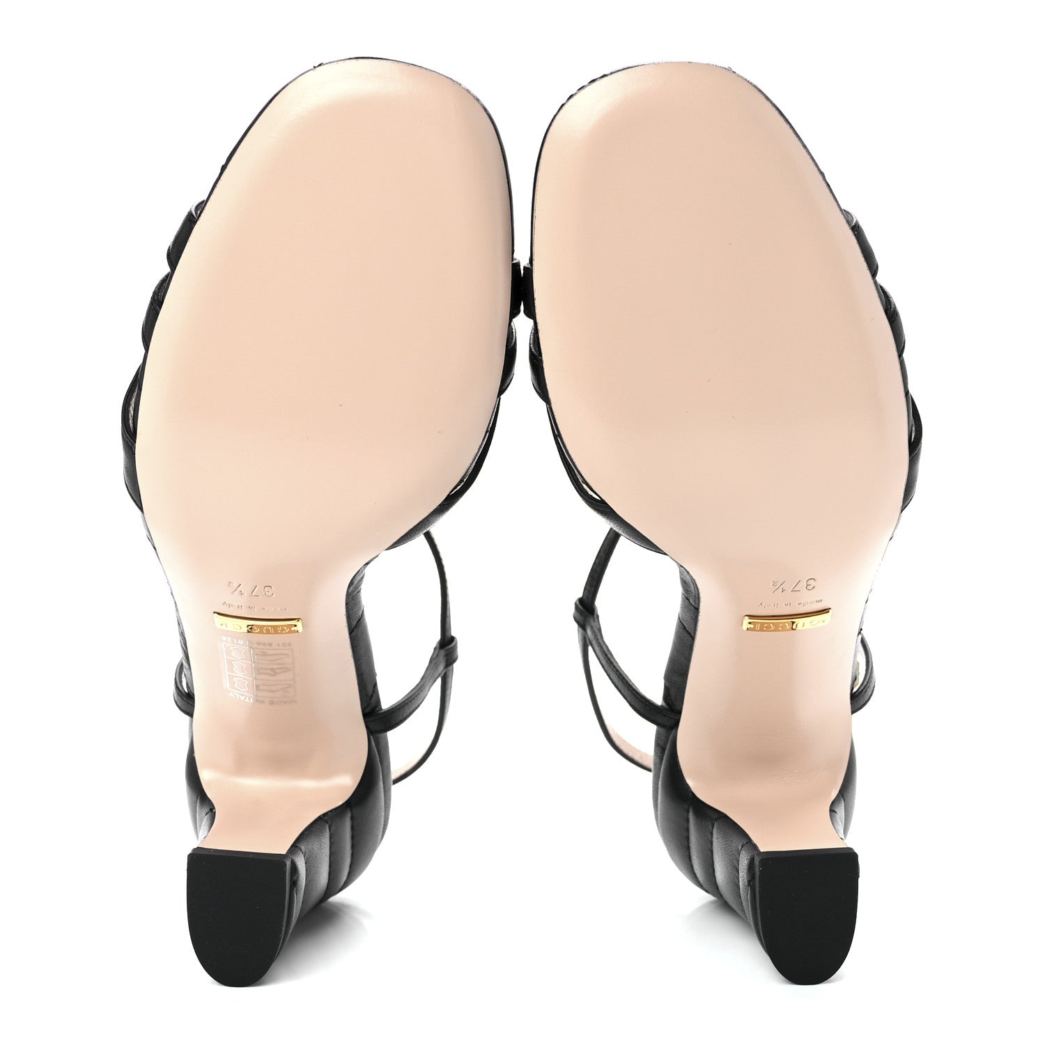 Gucci Nappa Matelasse T-Strap 40mm Sandals 37.5 Black 5 of 9