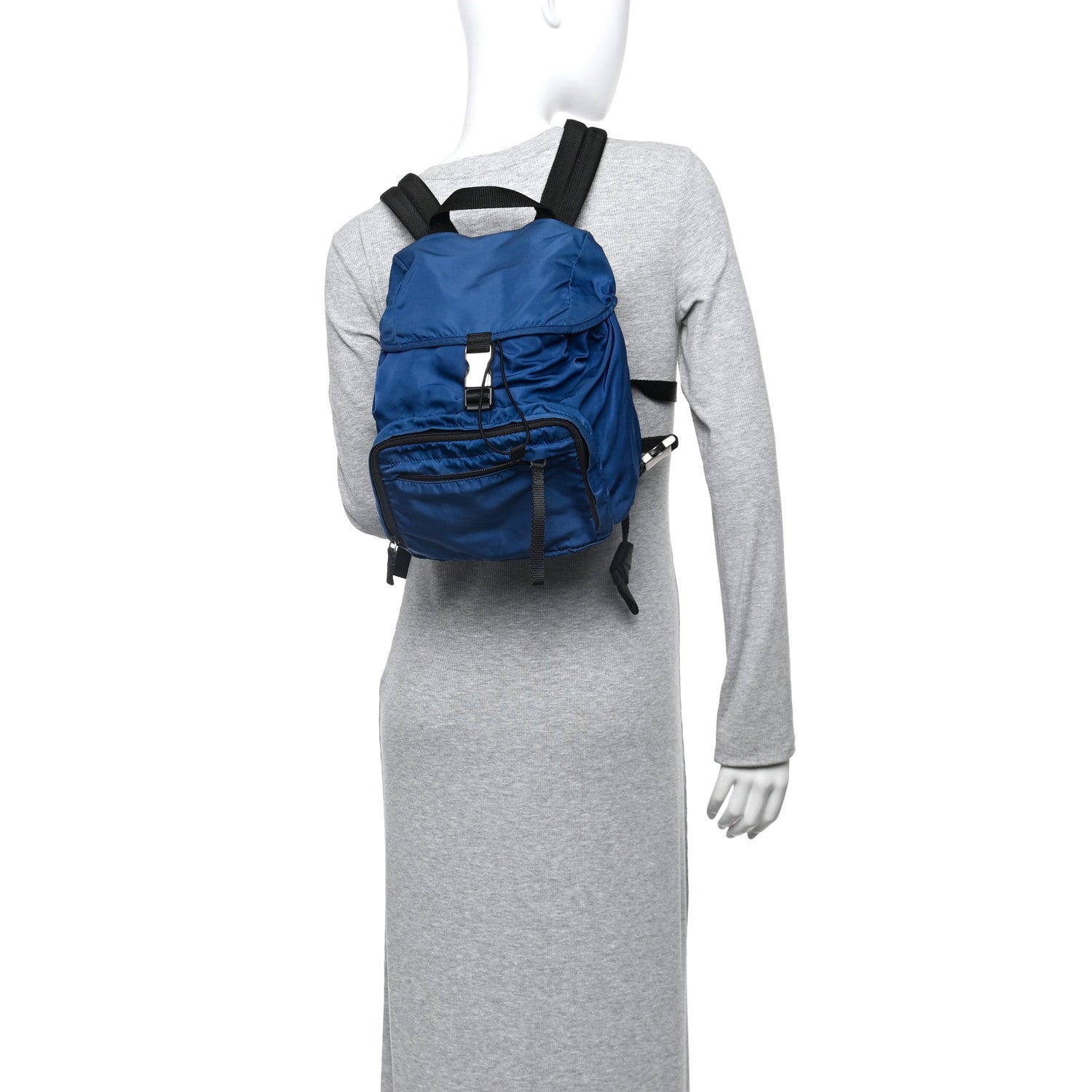 Prada Tessuto Nylon Montagna Small Single Buckle Backpack Blue 3 of 12