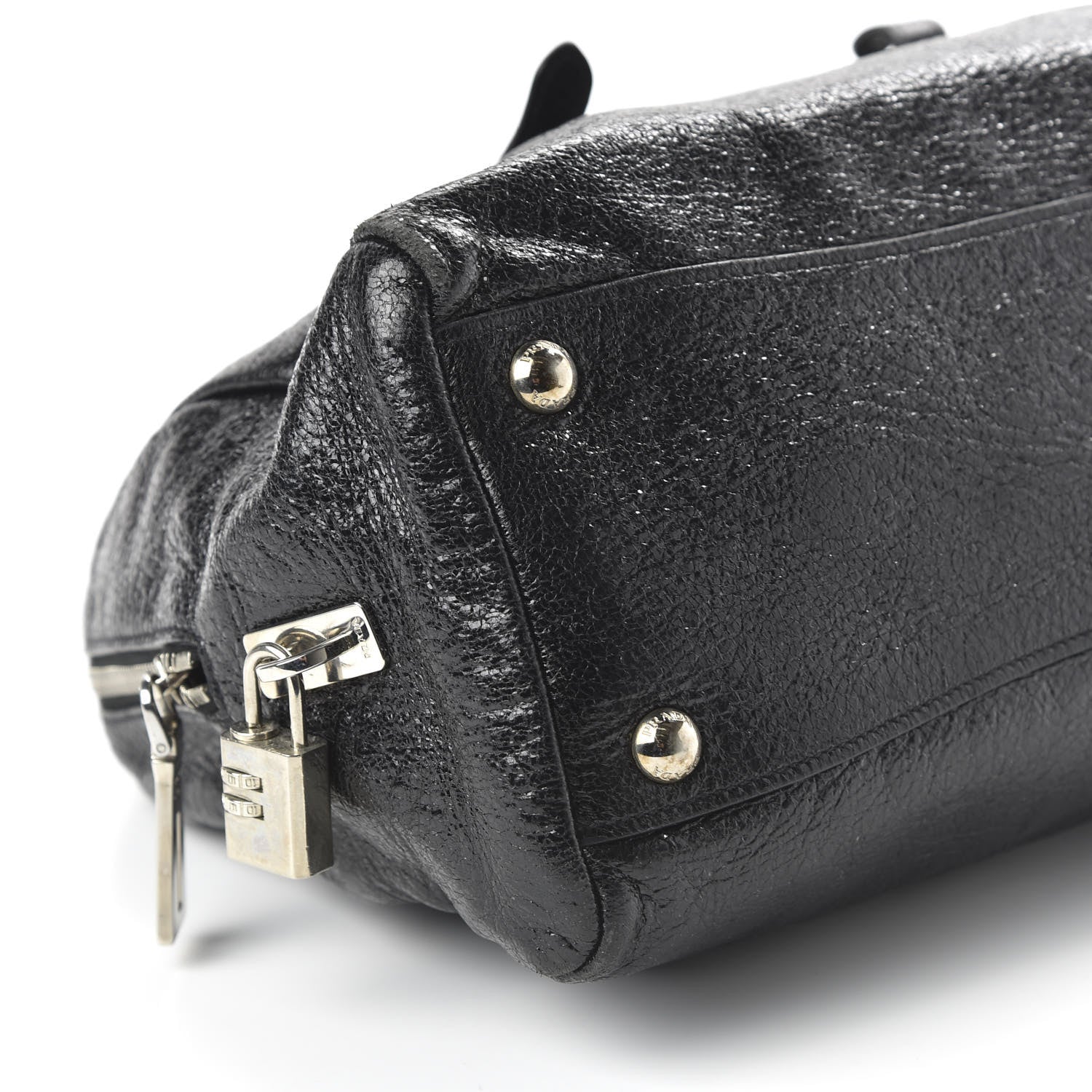 Prada Vernice Naplak Zipper Bowler Tote Black 6 of 9