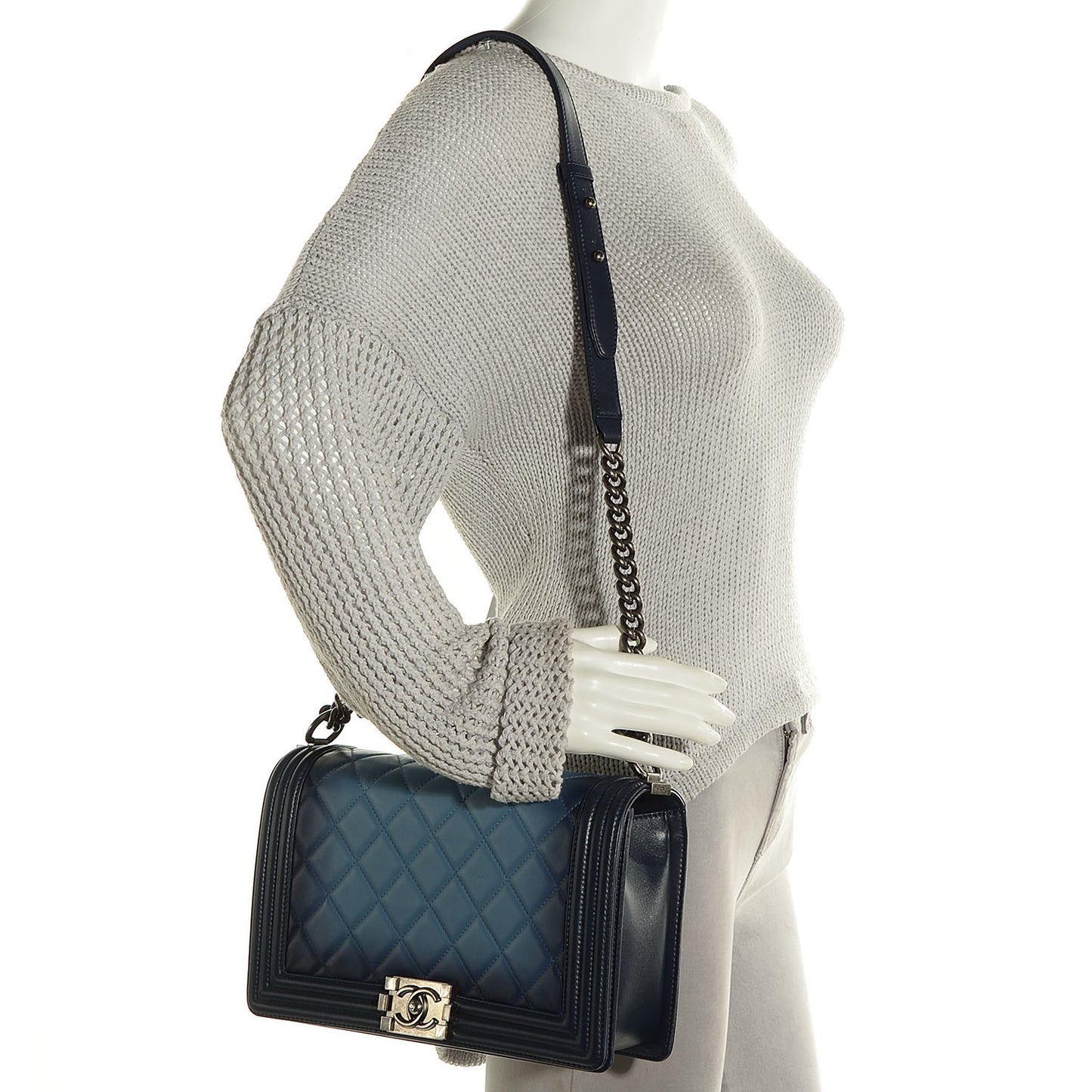Calfskin Ombre Faded Quilted New Medium Boy Flap Blue