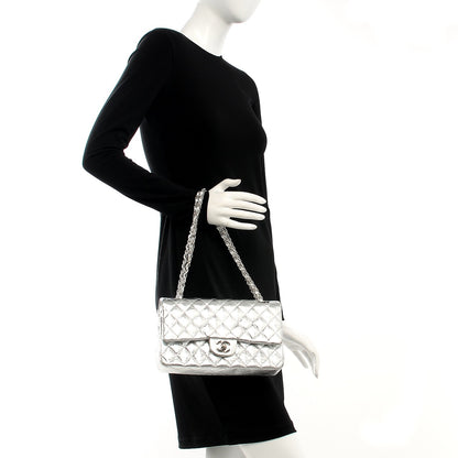 Chanel Metallic Aged Calfskin Quilted Medium Double Flap Silver 2 of 7