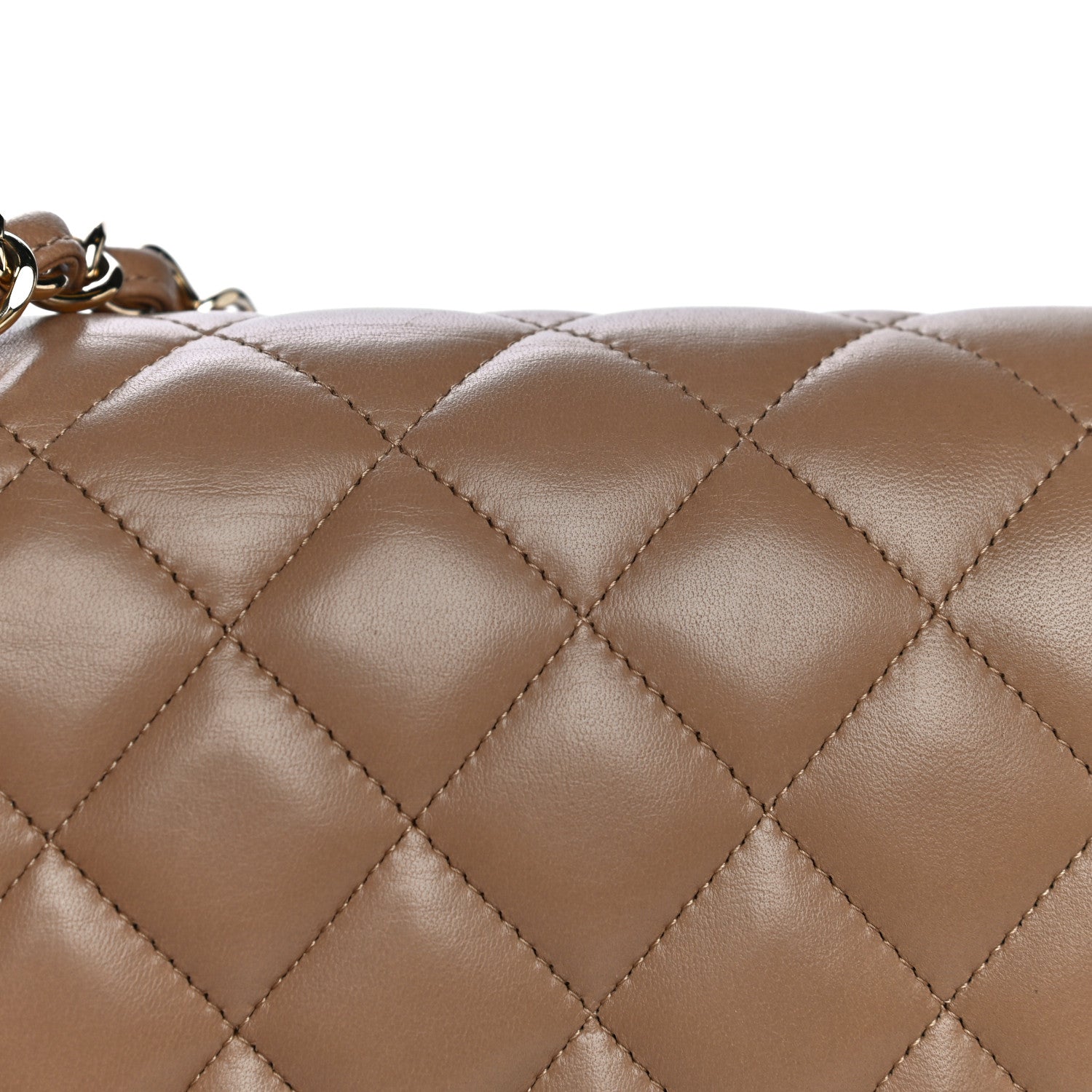 Chanel Lambskin Quilted Jumbo Double Flap Dark Beige 18 of 31