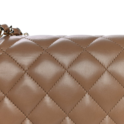 Chanel Lambskin Quilted Jumbo Double Flap Dark Beige 18 of 31