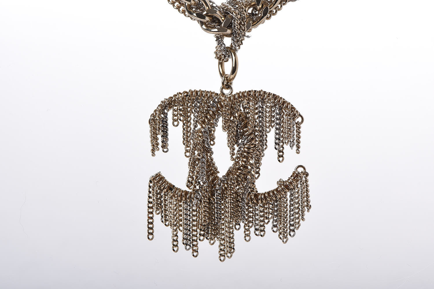Chanel Multi Strand Chain CC Short Necklace Gold 4 of 6