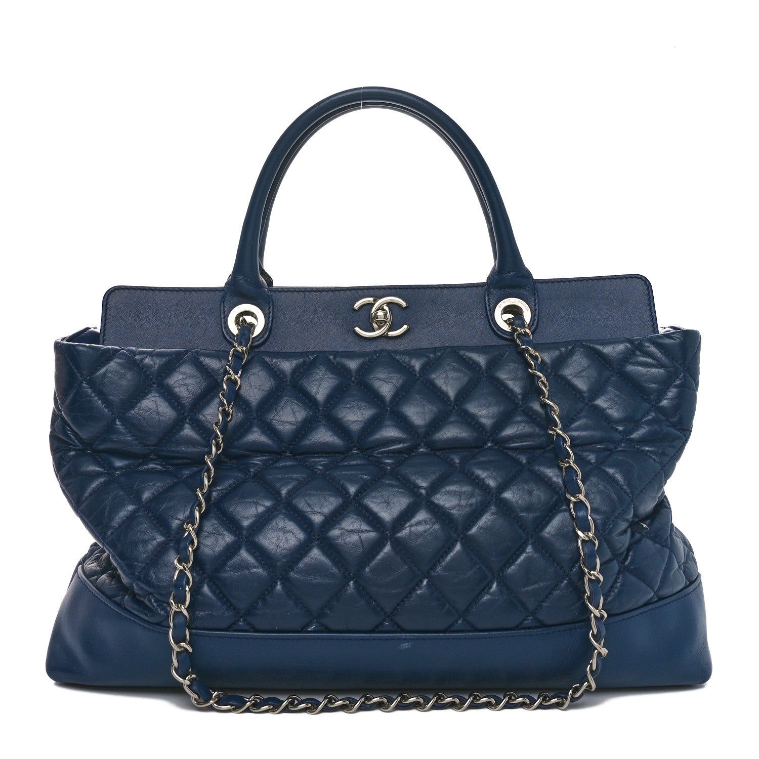 Chanel Aged Calfskin Quilted Be CC Tote Blue 1 of 12