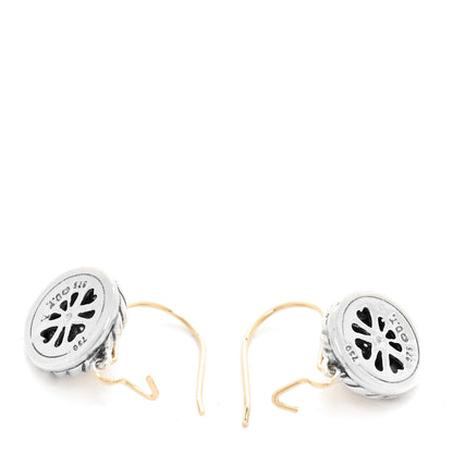 David Yurman Sterling Silver 18K Yellow Gold Diamond Cookie Cable Drop Earrings 3 of 5