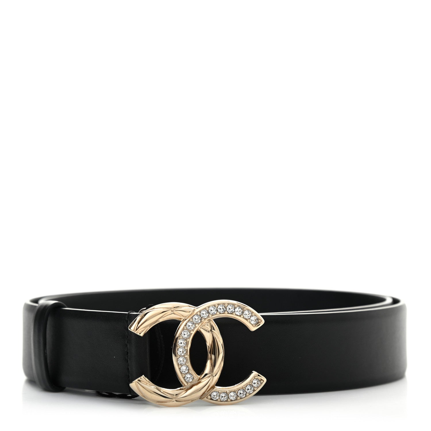 Chanel Calfskin Crystal Metal Quilted CC Belt 85 34 Black 1 of 7