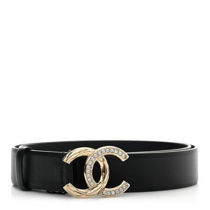 Chanel Calfskin Crystal Metal Quilted CC Belt 85 34 Black 1 of 7