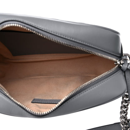 Gucci Calfskin Matelasse Aria Small GG Marmont Chain Shoulder Bag Deep Grey 5 of 10