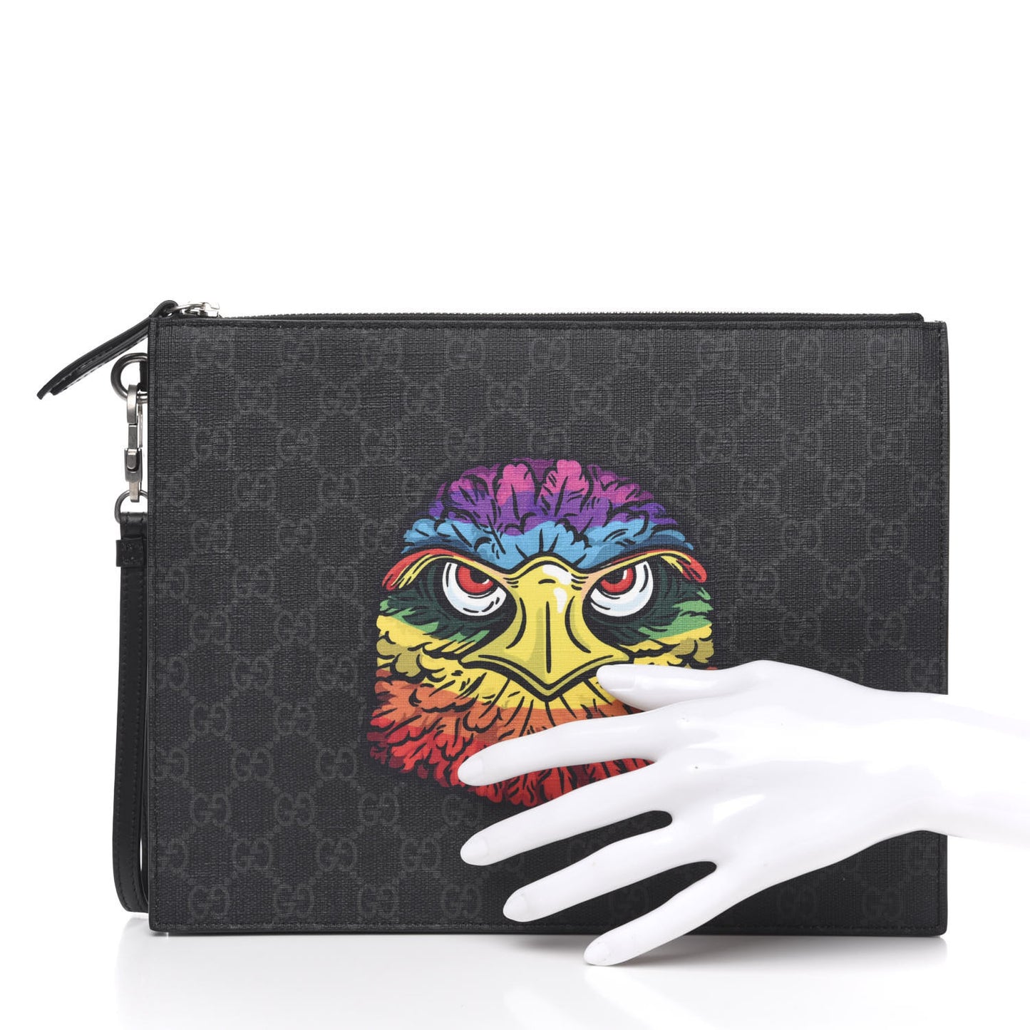 GG Supreme Monogram Rainbow Eagle Documents Holder Black Grey Multicolor