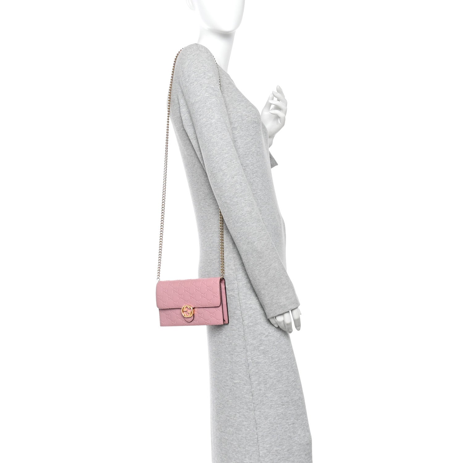 Gucci Guccissima Icon Chain Wallet Carmine Rose 2 of 13