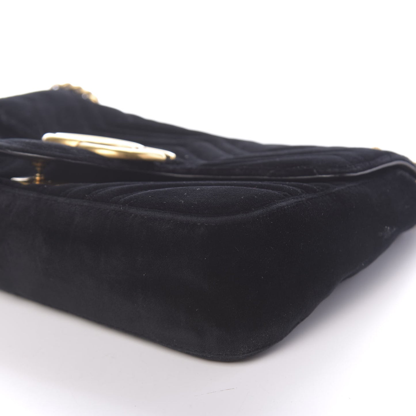 Velvet Matelasse Medium GG Marmont Shoulder Bag Black