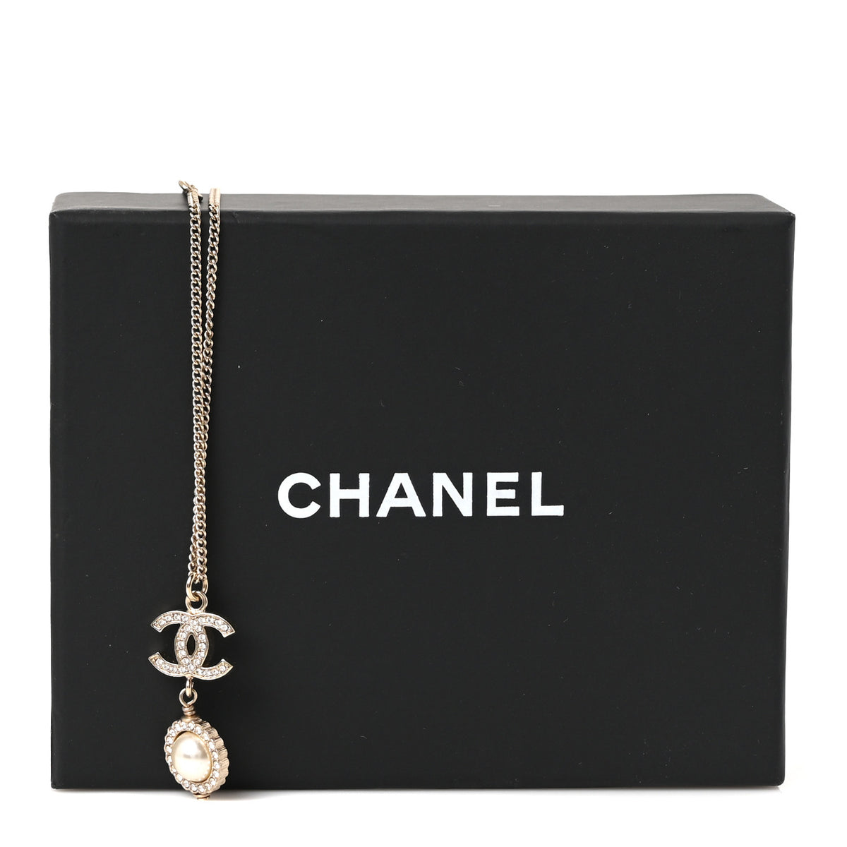 Crystal Pearl CC Lace Camellia Necklace  Gold