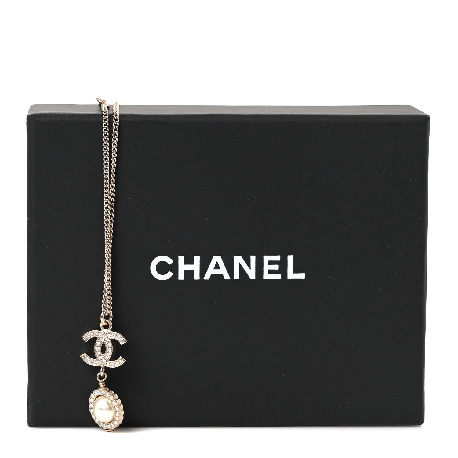 Chanel Crystal Pearl CC Lace Camellia Necklace  Gold 5 of 5