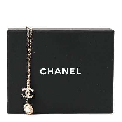 Chanel Crystal Pearl CC Lace Camellia Necklace  Gold 5 of 5