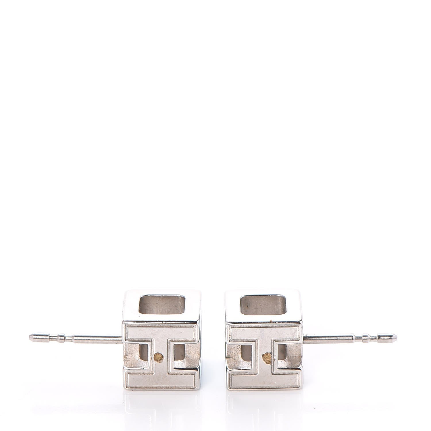 Hermes Palladium Lacquered Cage d'H Earrings Bleu Atoll 6 of 7