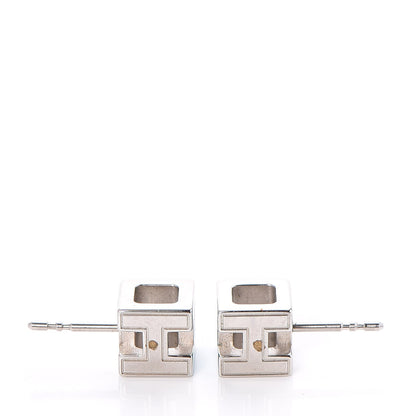 Hermes Palladium Lacquered Cage d'H Earrings Bleu Atoll 6 of 7