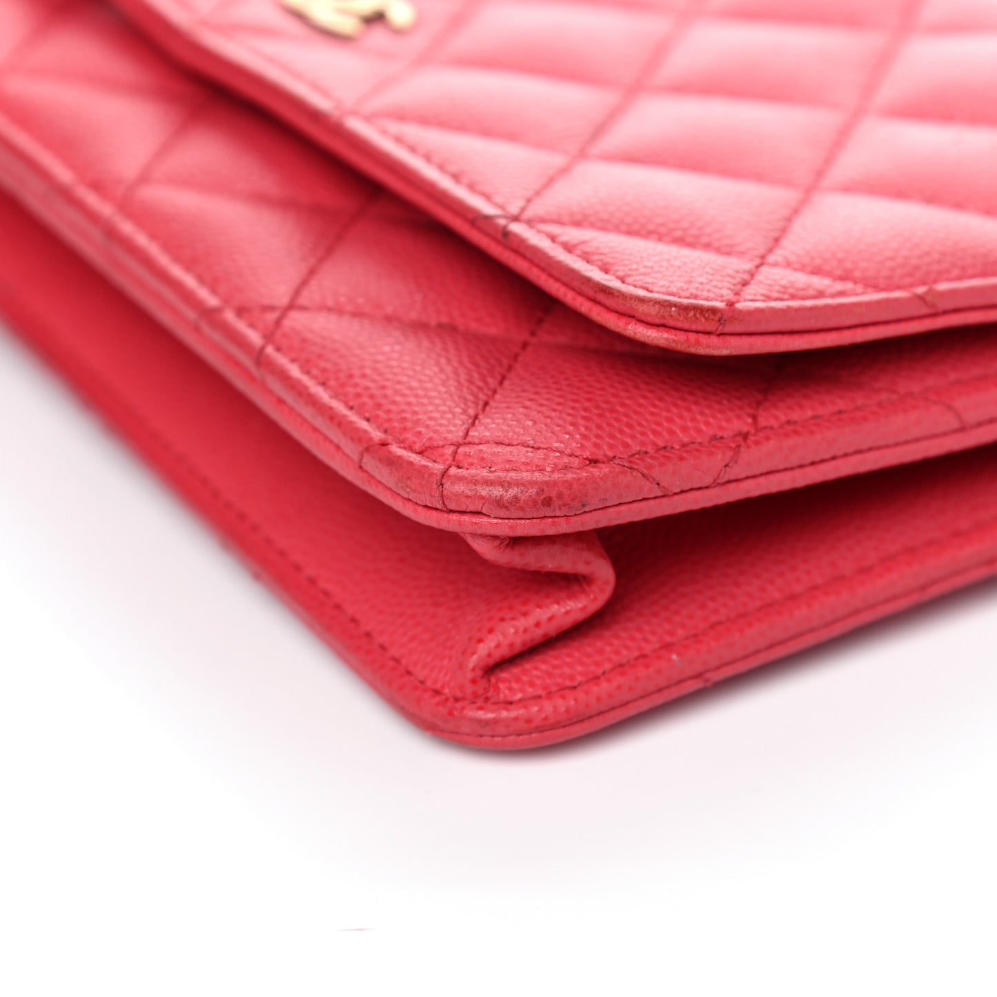 Caviar Quilted Wallet On Chain WOC Dark Pink