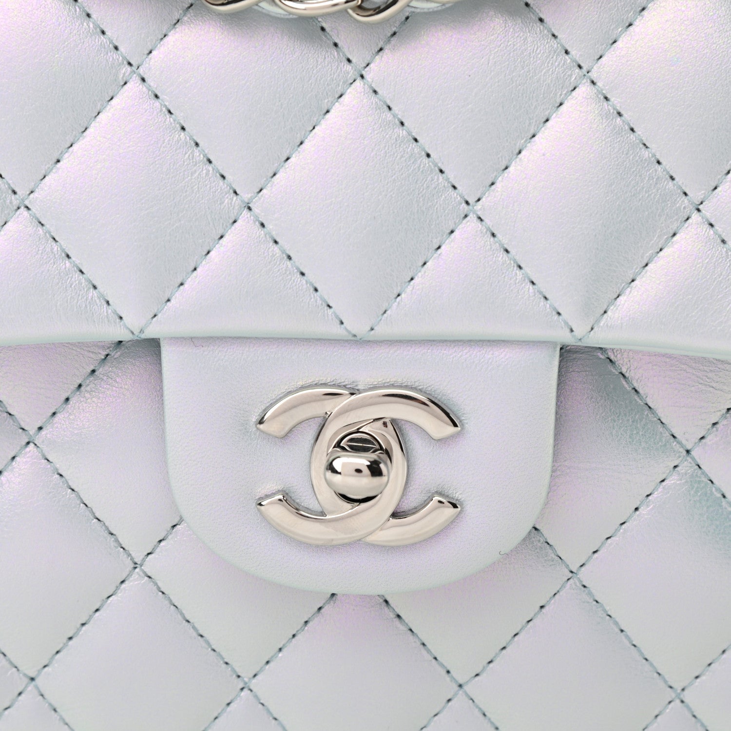 Chanel Iridescent Calfskin Quilted Small Double Flap Blue 8 of 10