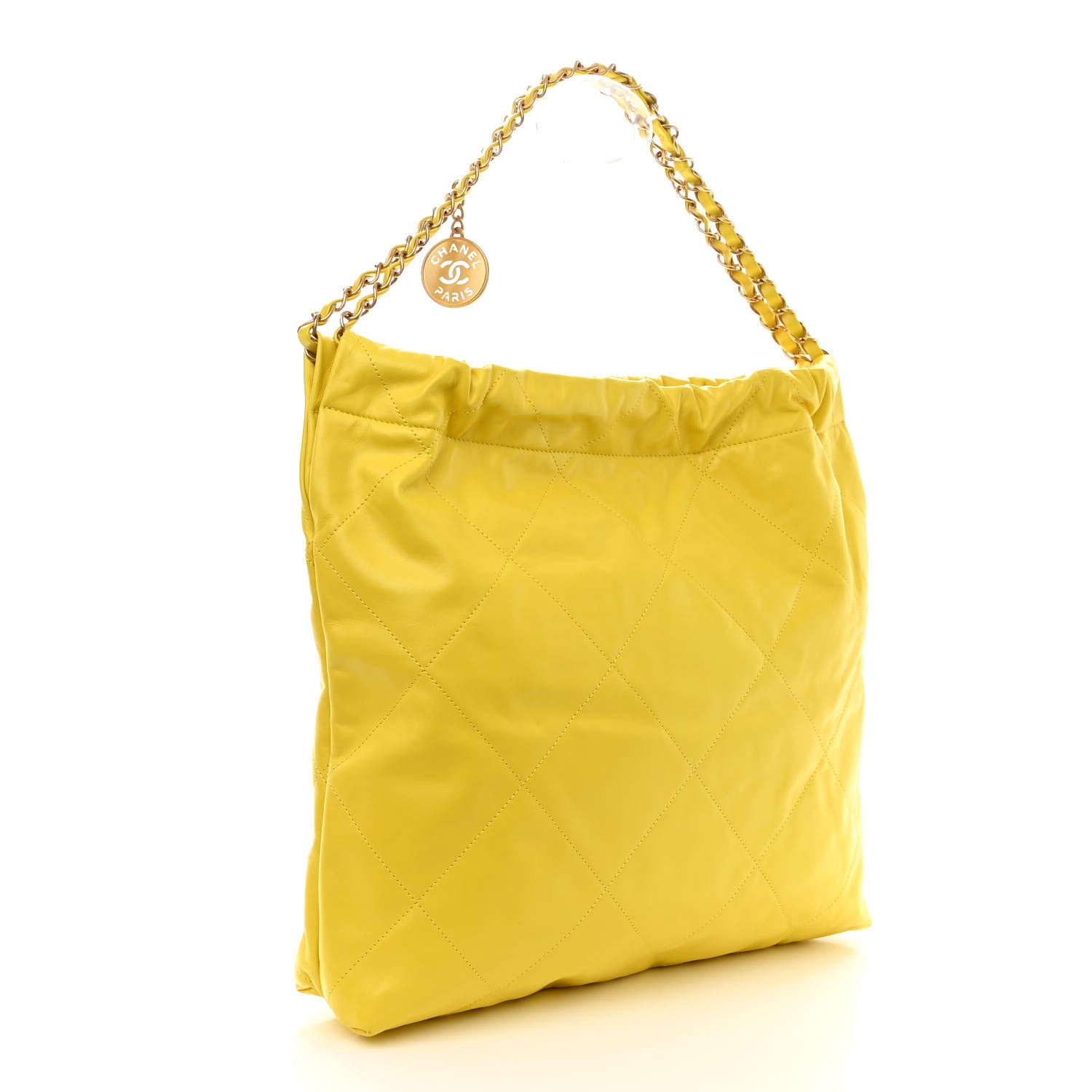 Chanel Metallic Calfskin Quilted Chanel 22 Yellow 4 of 12