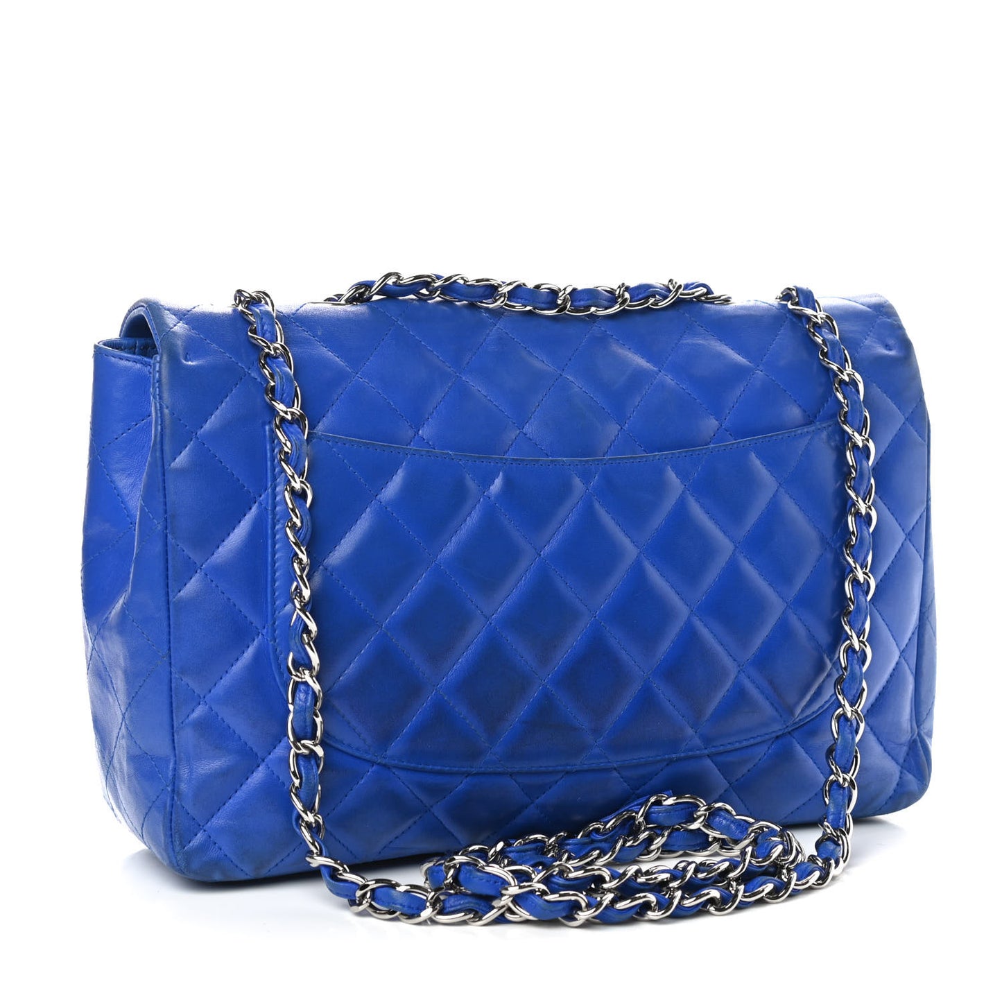 Lambskin Quilted Jumbo Single Flap Blue
