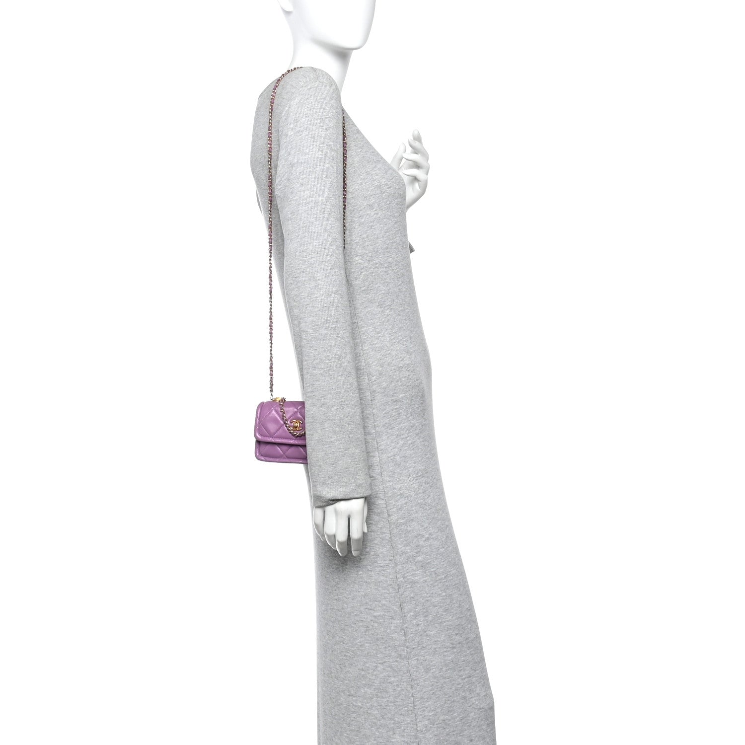 Chanel Shiny Lambskin Quilted Extra Mini Flap Purple 2 of 12