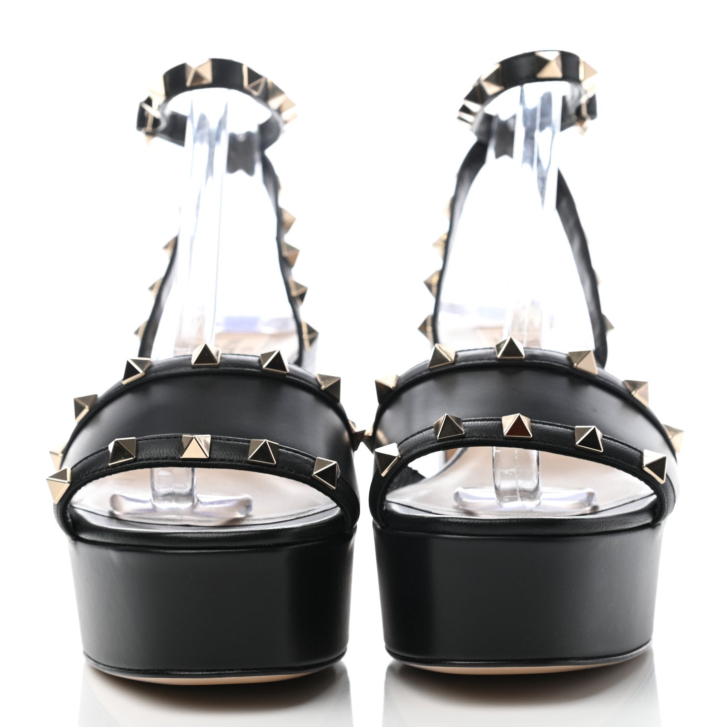 Calfskin Rockstud 35/75mm Platform Sandals 37 Black