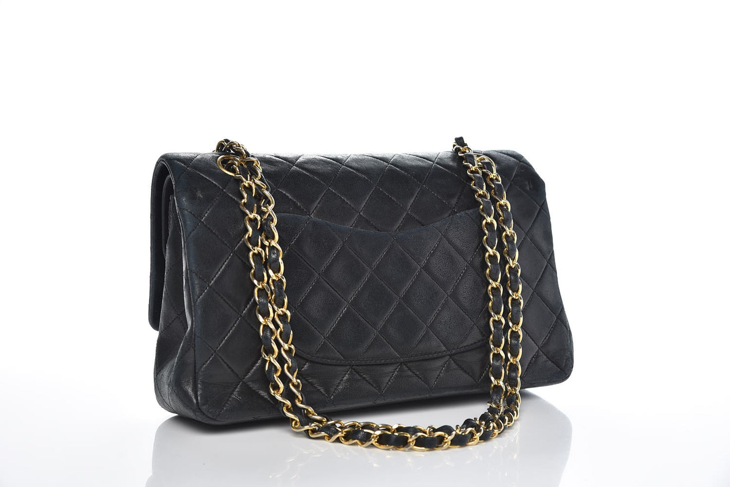 Lambskin Quilted Medium Double Flap Black