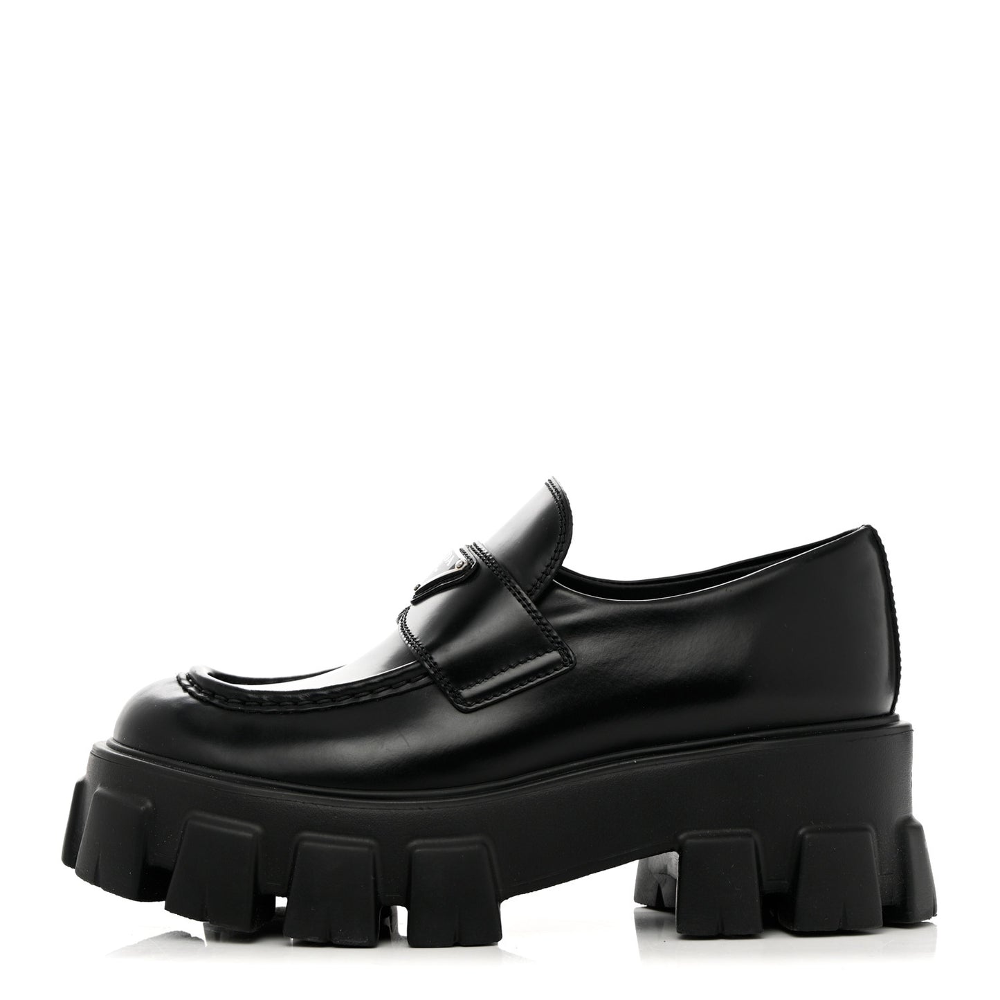 Spazzolato Rois Metal Triangle Logo Monolith 55mm Loafers 37.5 Black
