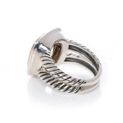 David Yurman Sterling Silver Diamond Prasiolite 11mm Albion Ring 50 5.5 3 of 5