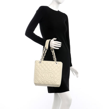 Chanel Caviar Quilted Petit Shopping Tote PST White 2 of 8