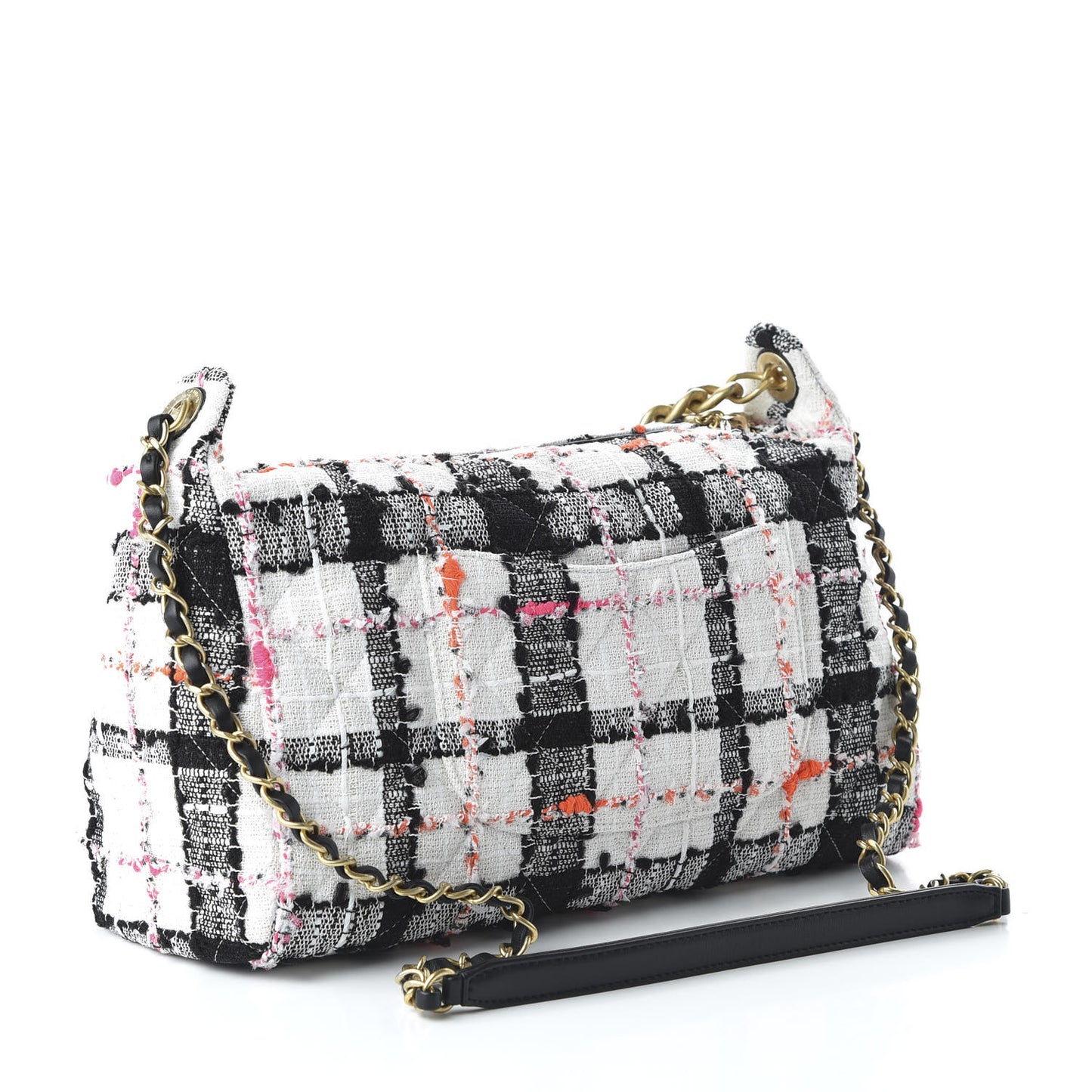 Tweed Calfskin Signe Hobo Coral White Black