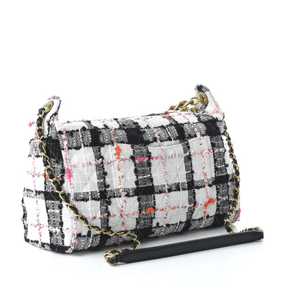 Chanel Tweed Calfskin Signe Hobo Coral White Black 3 of 10