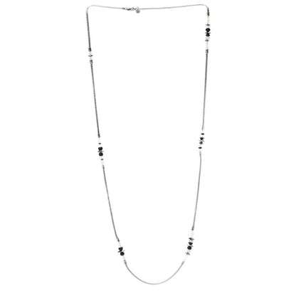 John Hardy Sterling Silver Hematite Moonstone Black Onyx Classic Chain Station Necklace 3 of 5