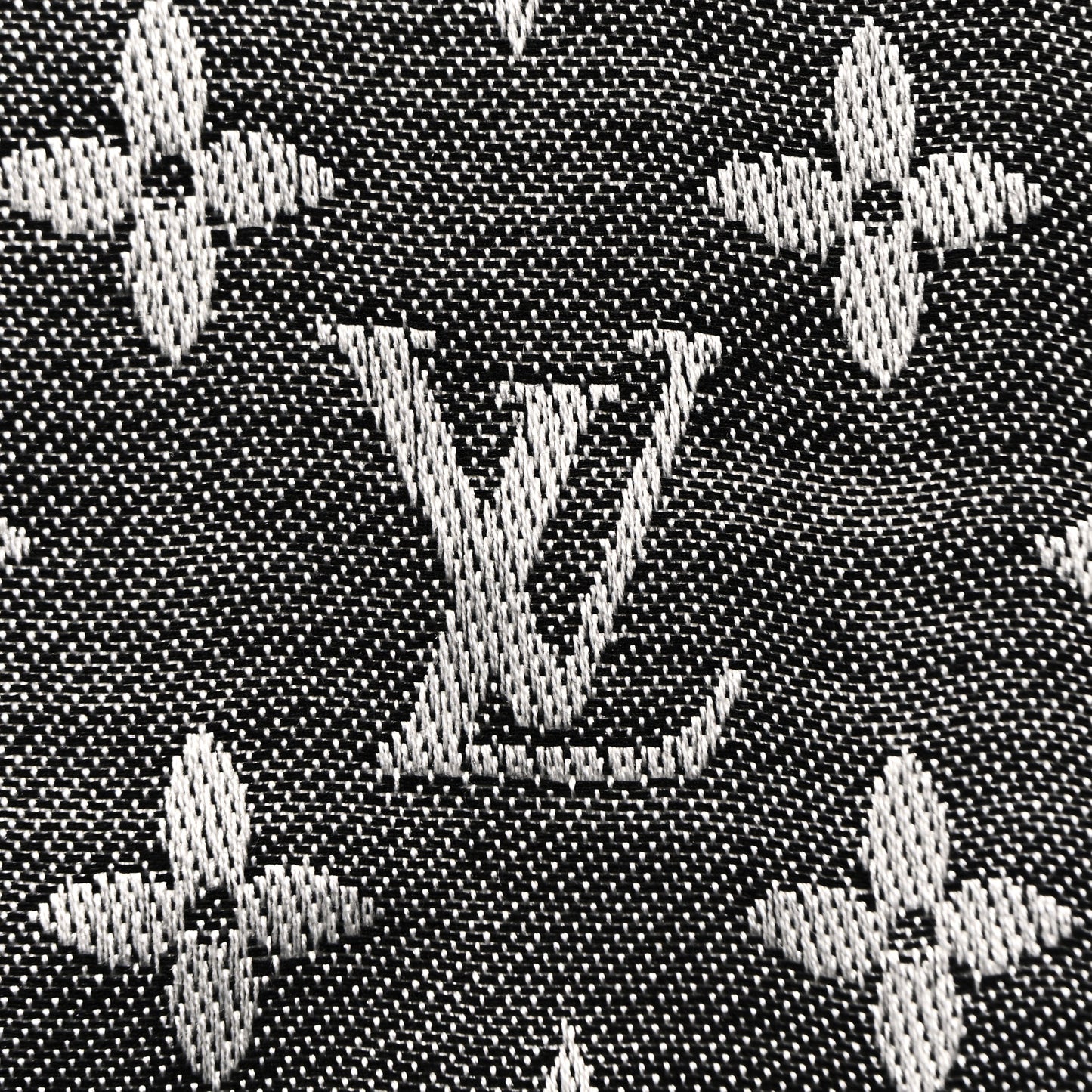 Silk Wool Monogram Denim Shawl Black