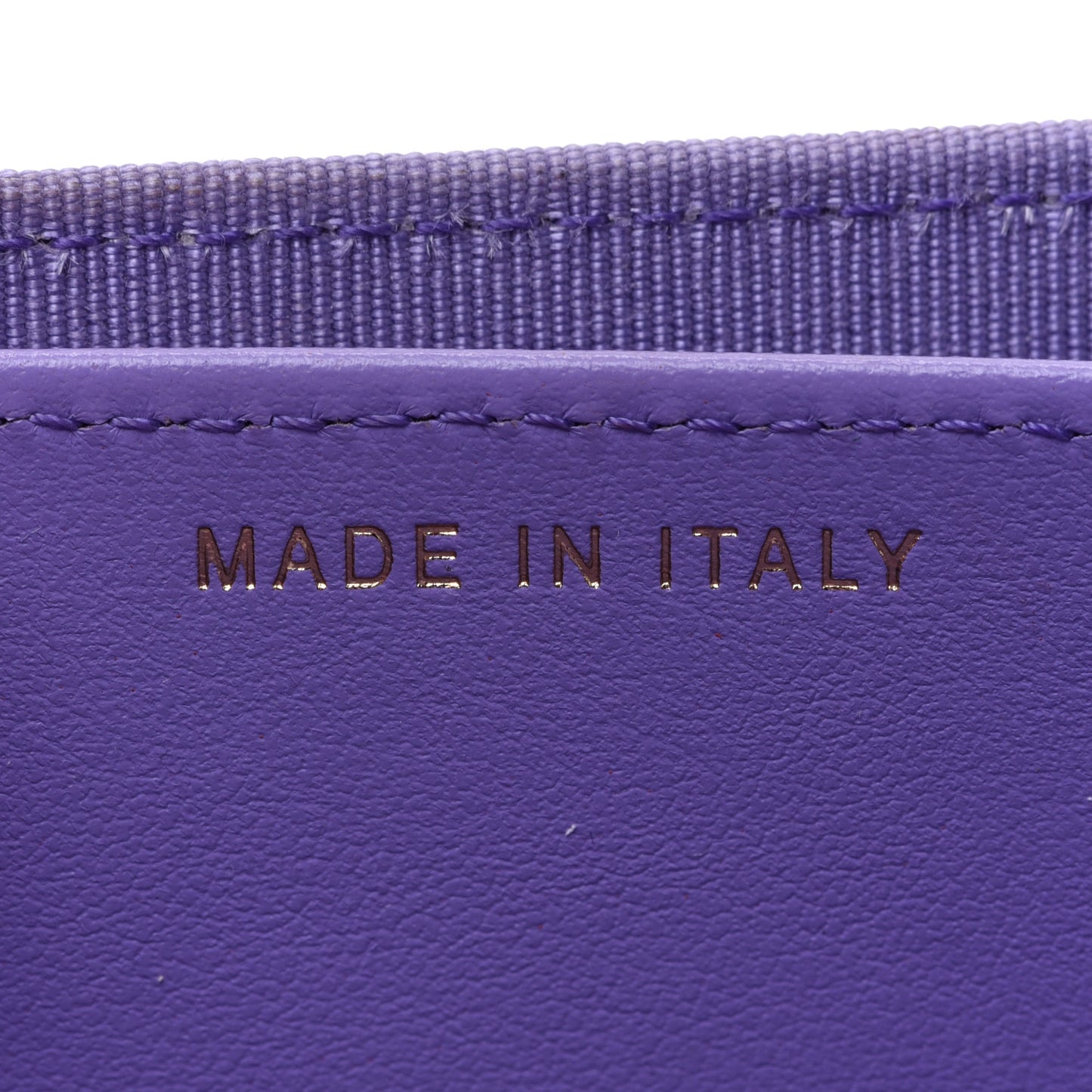 Caviar Quilted Flap Card Holder Wallet Purple