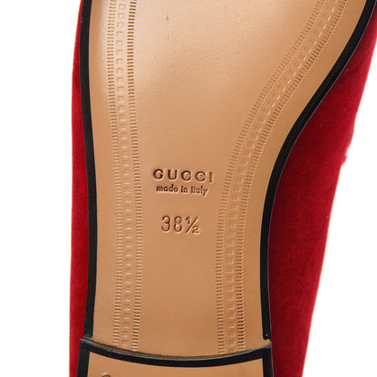 Gucci Velvet Horsebit Womens Jordaan Loafers 38.5 Hibiscus Red 6 of 9
