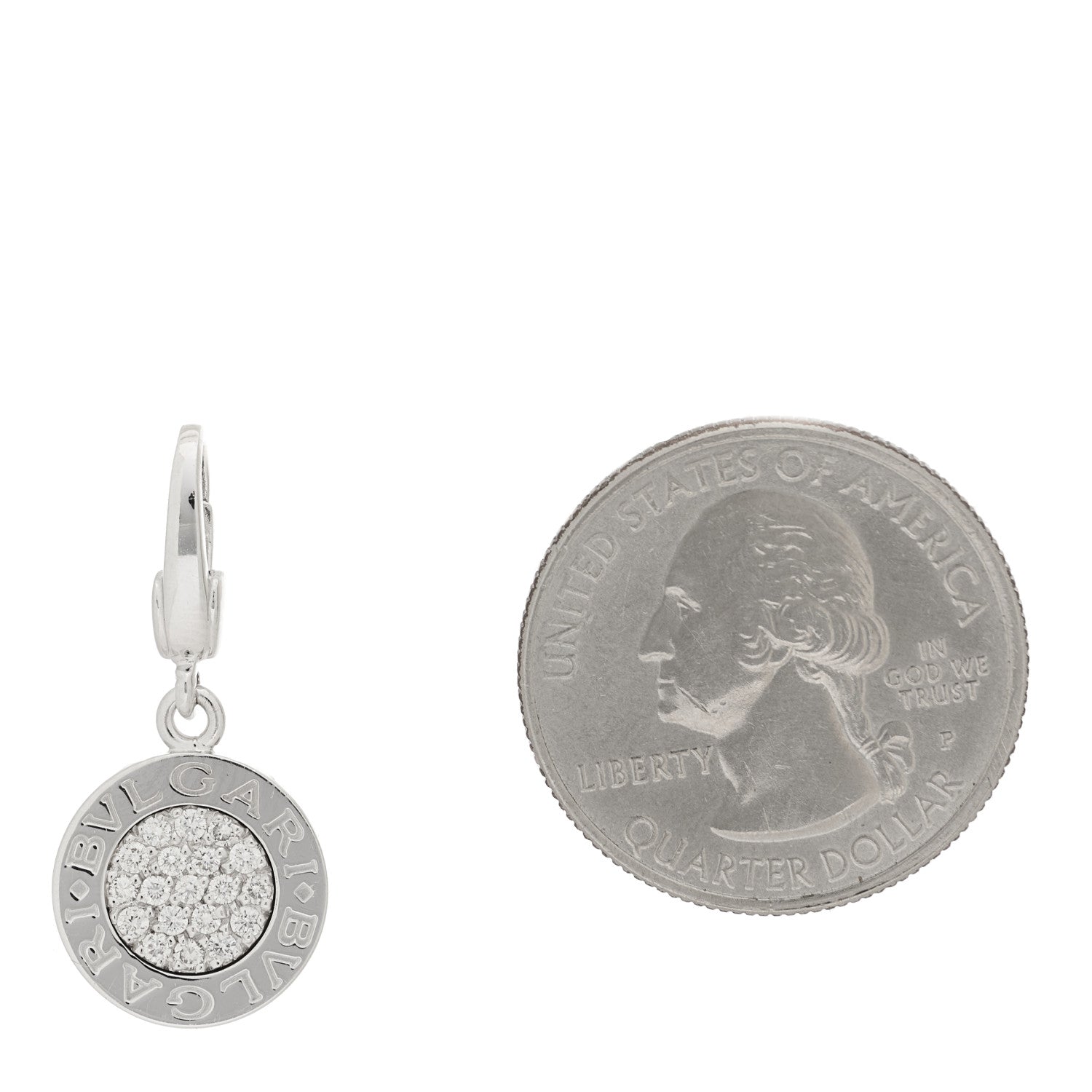 Bulgari 18K White Gold Pave Diamond BVLGARI BVLGARI Charm Pendant 2 of 4