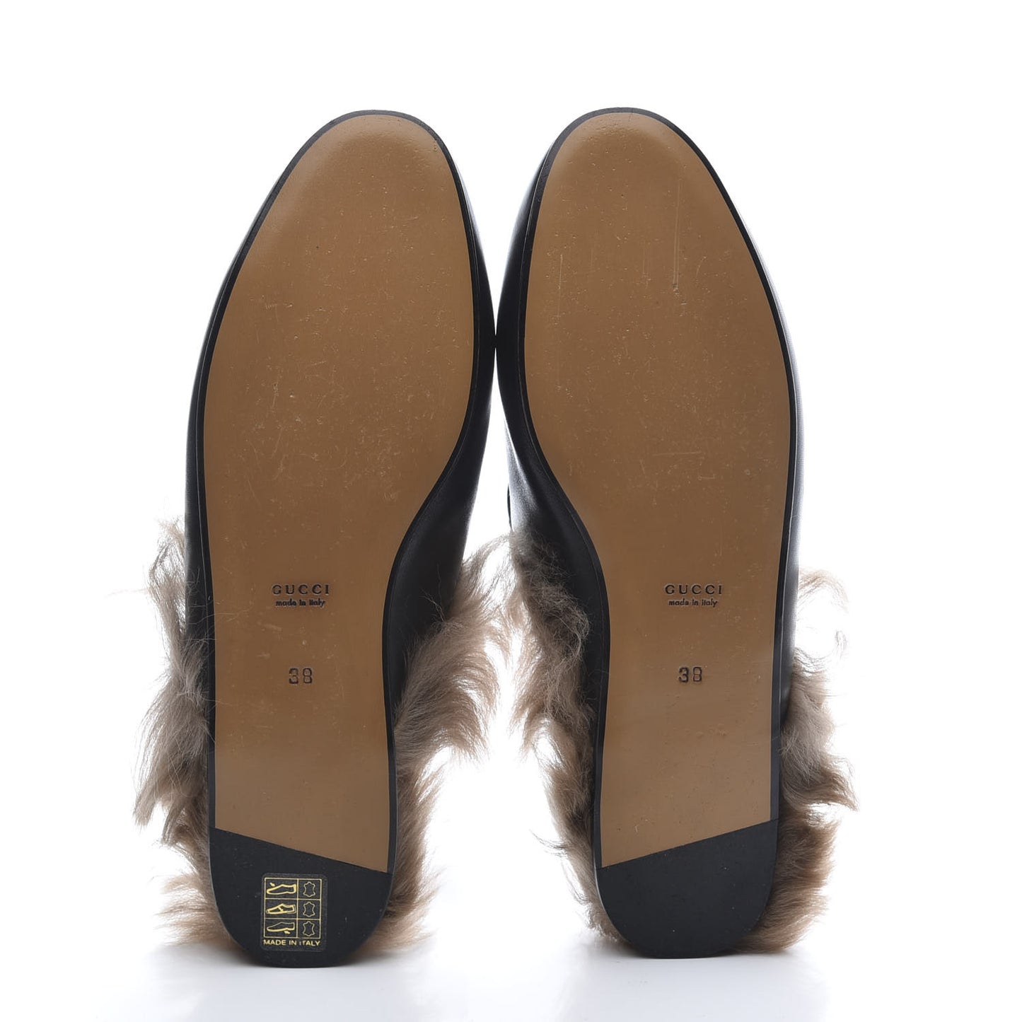 Calfskin Fur Womens Princetown Slippers 38 Black