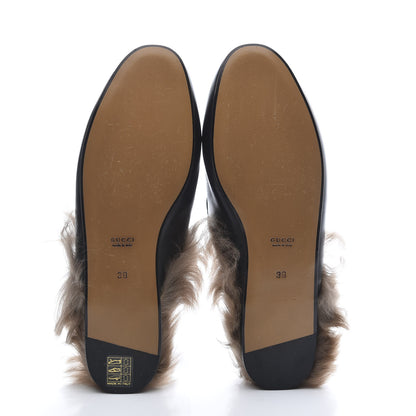Gucci Calfskin Fur Womens Princetown Slippers 38 Black 6 of 8