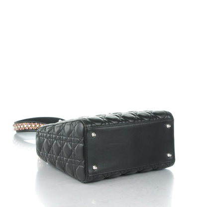 Christian Dior Lambskin Cannage Medium Lady Dior Crystal Strap Black 4 of 8