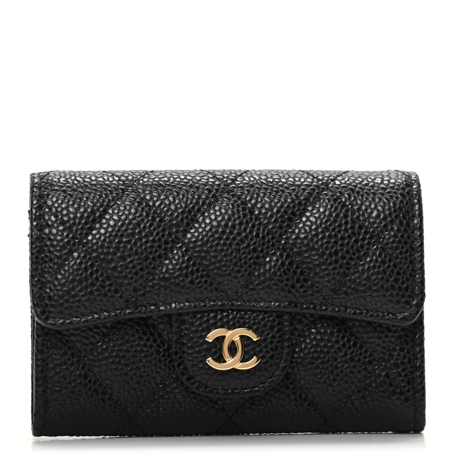 Chanel Caviar Quilted Flap Card Holder Wallet Black 1 of 9