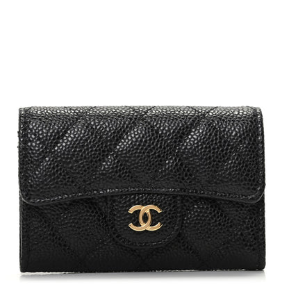 Chanel Caviar Quilted Flap Card Holder Wallet Black 1 of 9
