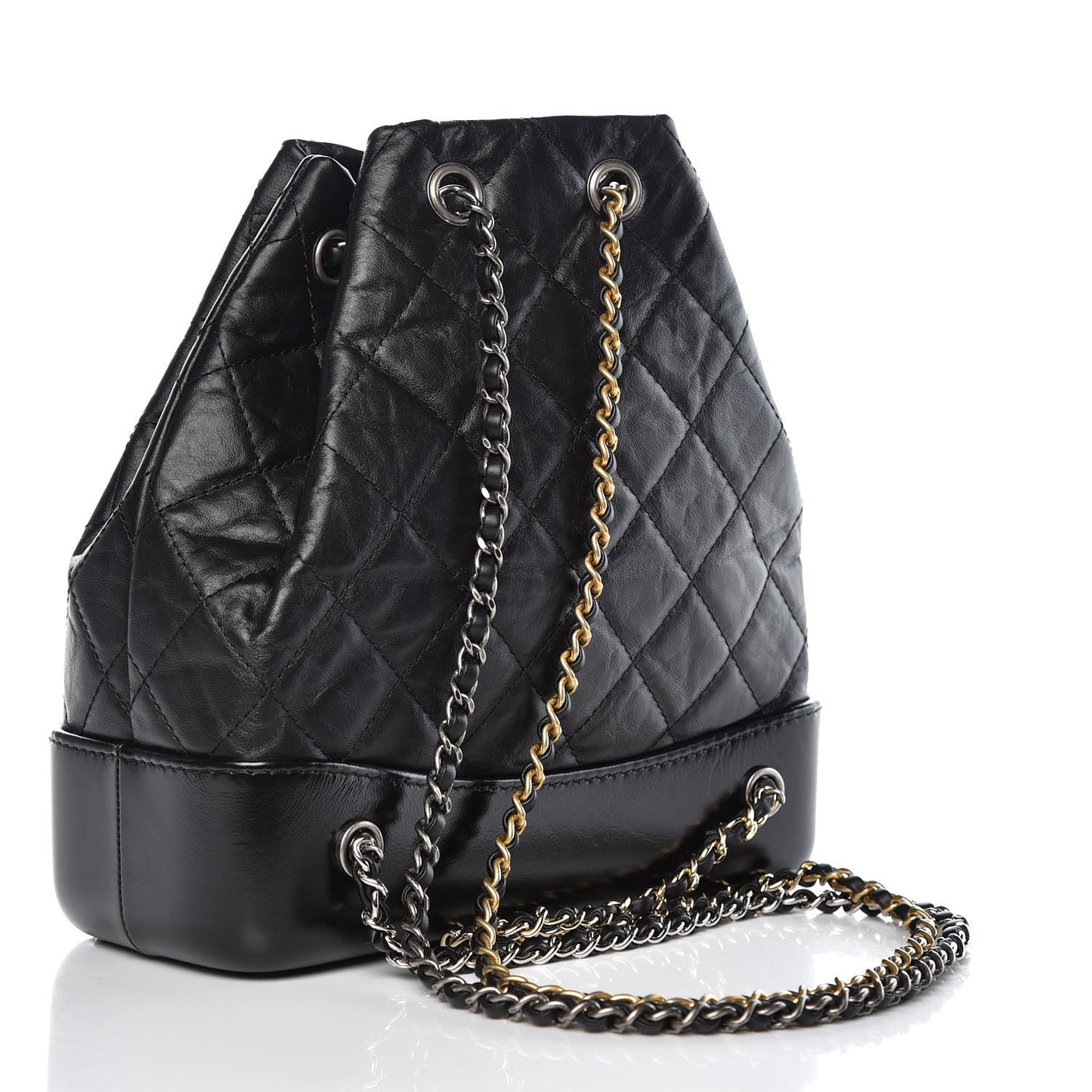 Aged Calfskin Quilted Small Gabrielle Backpack Black